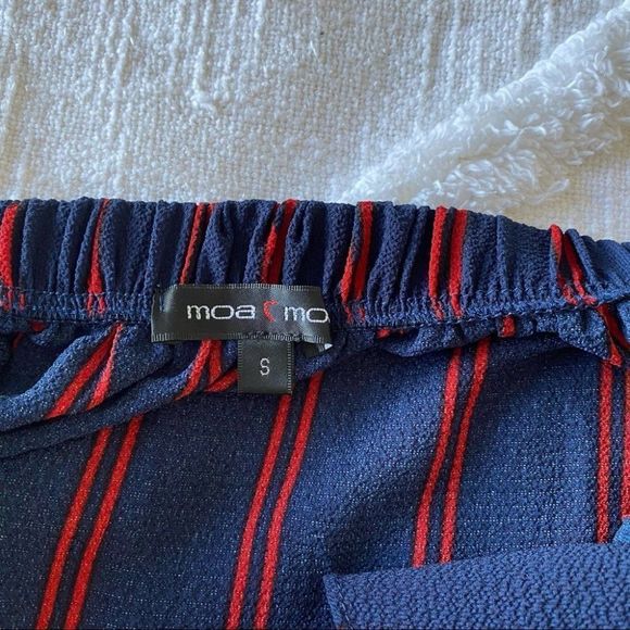 Moa moa navy and red stripe off the shoulder top S - Picture 4 of 4